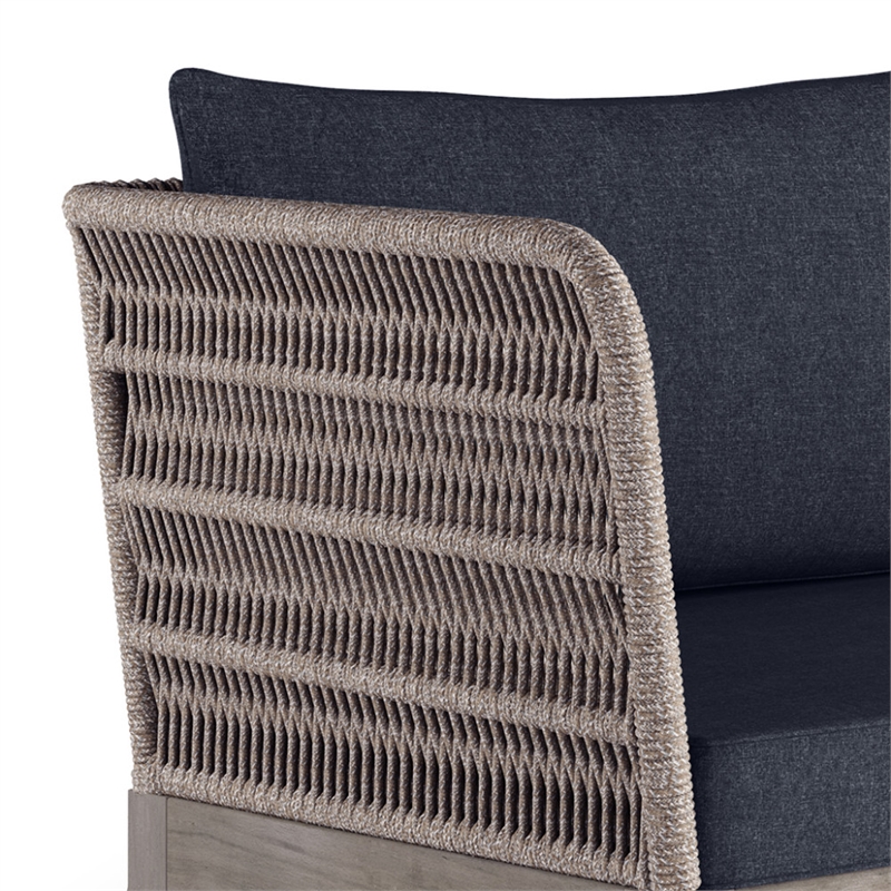 Pemberly Row 75-Inch Patio Sofa with Slate Grey Cushions and Rope Design