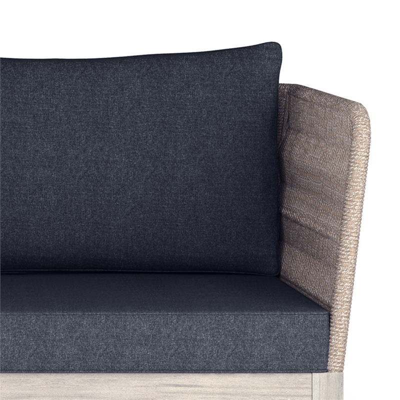 Pemberly Row 75-Inch Patio Sofa with Slate Grey Cushions and Rope Design