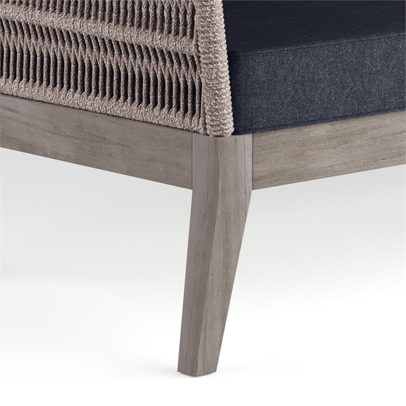Pemberly Row 75-Inch Patio Sofa with Slate Grey Cushions and Rope Design