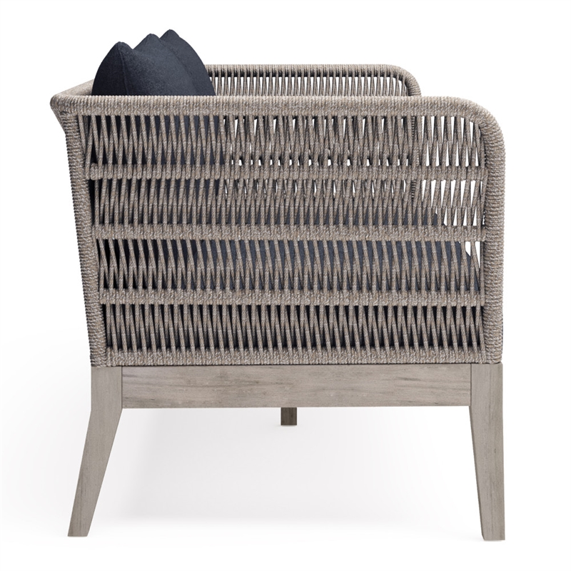 Pemberly Row 75-Inch Patio Sofa with Slate Grey Cushions and Rope Design