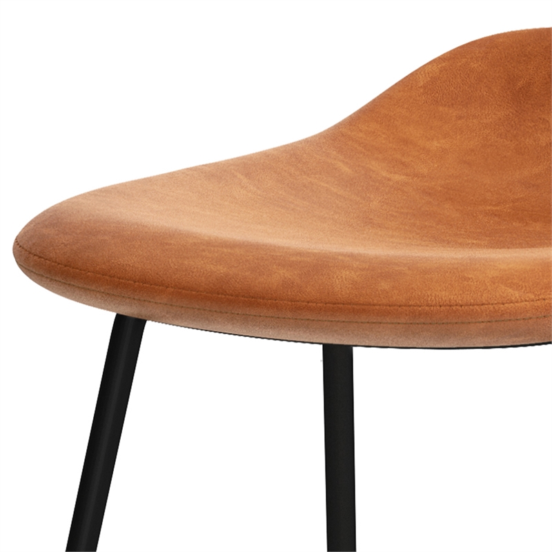 Pemberly Row Counter Height Stool Set of 2 in Camel Brown Faux Leather
