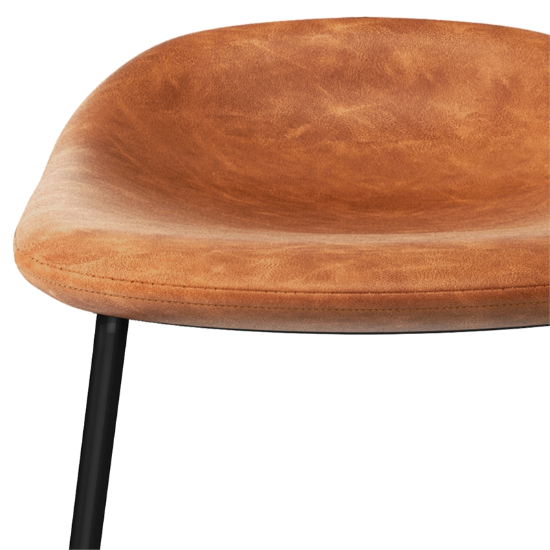 Pemberly Row Counter Height Stool Set of 2 in Camel Brown Faux Leather