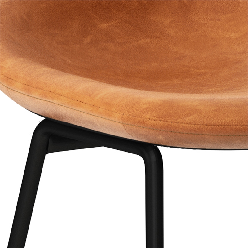 Pemberly Row Counter Height Stool Set of 2 in Camel Brown Faux Leather