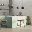 Pemberly Row Counter Height Stool Set of 2 in Camel Brown Faux Leather
