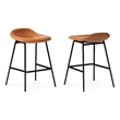 Pemberly Row Counter Height Stool Set of 2 in Camel Brown Faux Leather
