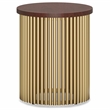 Pemberly Row Industrial Accent Table with Mango Wood Top in Cognac and Gold