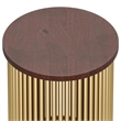 Pemberly Row Industrial Accent Table with Mango Wood Top in Cognac and Gold