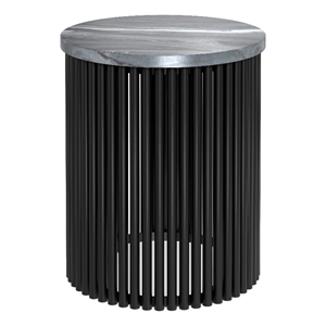 Pemberly Row Metal Accent Table with Black Marble Top and Black Base