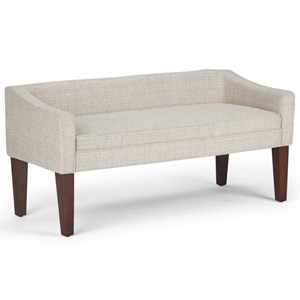 Pemberly Row 50&quot Upholstered Bedroom Bench in Platinum Fabric and Brown