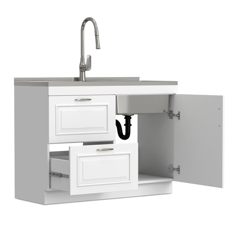 Pemberly Row 46-Inch Utility Sink and Cabinet in Pure White