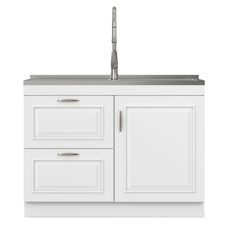 Pemberly Row 46-Inch Utility Sink and Cabinet in Pure White