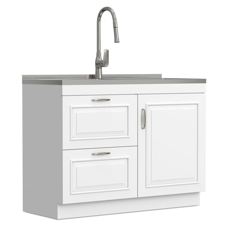 Pemberly Row 46-Inch Utility Sink and Cabinet in Pure White