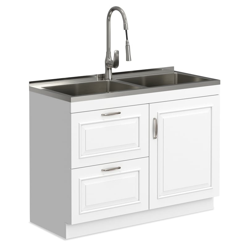 Pemberly Row 46-Inch Utility Sink and Cabinet in Pure White
