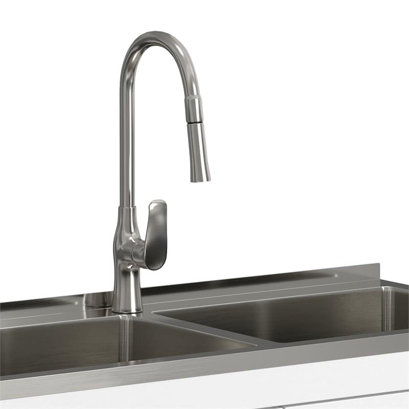 Pemberly Row 46-Inch Utility Sink and Cabinet in Pure White