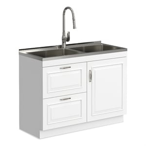Pemberly Row 46-Inch Utility Sink and Cabinet in Pure White