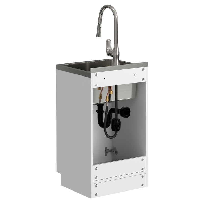 Pemberly Row 20-Inch Utility Sink and Cabinet in Pure White