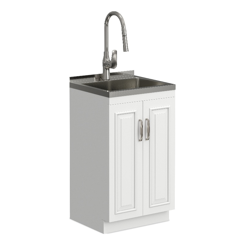 Pemberly Row 20-Inch Utility Sink and Cabinet in Pure White