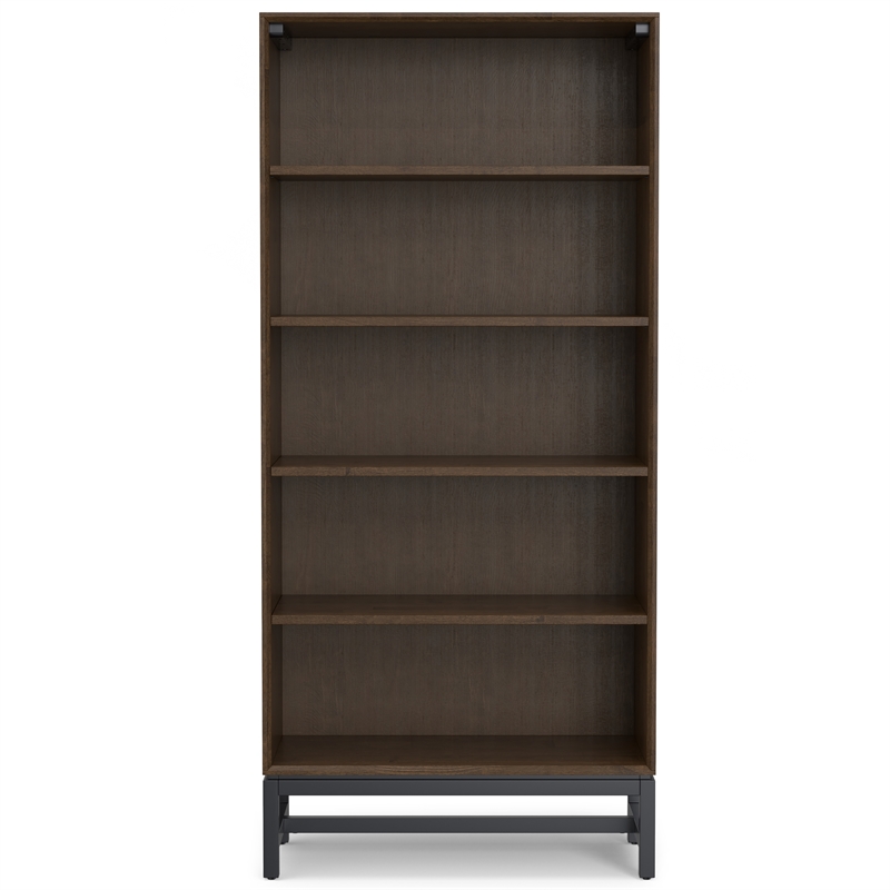 Pemberly Row Industrial 3-Piece TV Stand and Bookcase Set in Walnut Brown