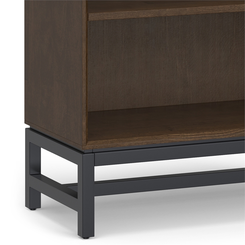 Pemberly Row Industrial 3-Piece TV Stand and Bookcase Set in Walnut Brown