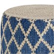 Pemberly Row Round Pouf in Classic Blue and Natural Woven Jute