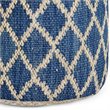 Pemberly Row Round Pouf in Classic Blue and Natural Woven Jute