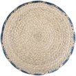 Pemberly Row Round Pouf in Classic Blue and Natural Woven Jute