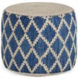 Pemberly Row Round Pouf in Classic Blue and Natural Woven Jute
