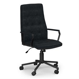 Pemberly Row Adjustable Swivel Office Chair in Distressed Blue Faux Leather