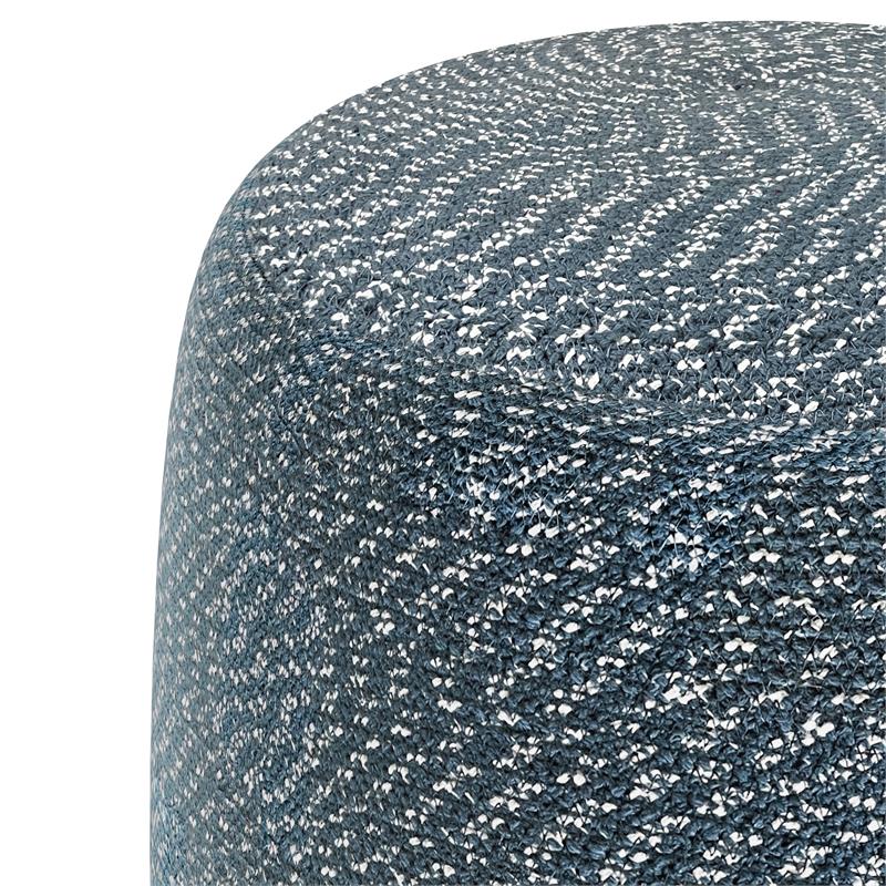 Pemberly Row Round Braided Pouf in Aegean Blue and Natural Cotton