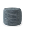 Pemberly Row Round Braided Pouf in Aegean Blue and Natural Cotton
