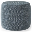 Pemberly Row Round Braided Pouf in Aegean Blue and Natural Cotton