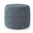 Pemberly Row Round Braided Pouf in Aegean Blue and Natural Cotton