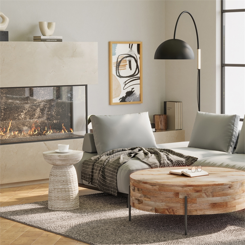 Pemberly Row 13 in Wide Solid Wood Accent Table in White Wash Finish