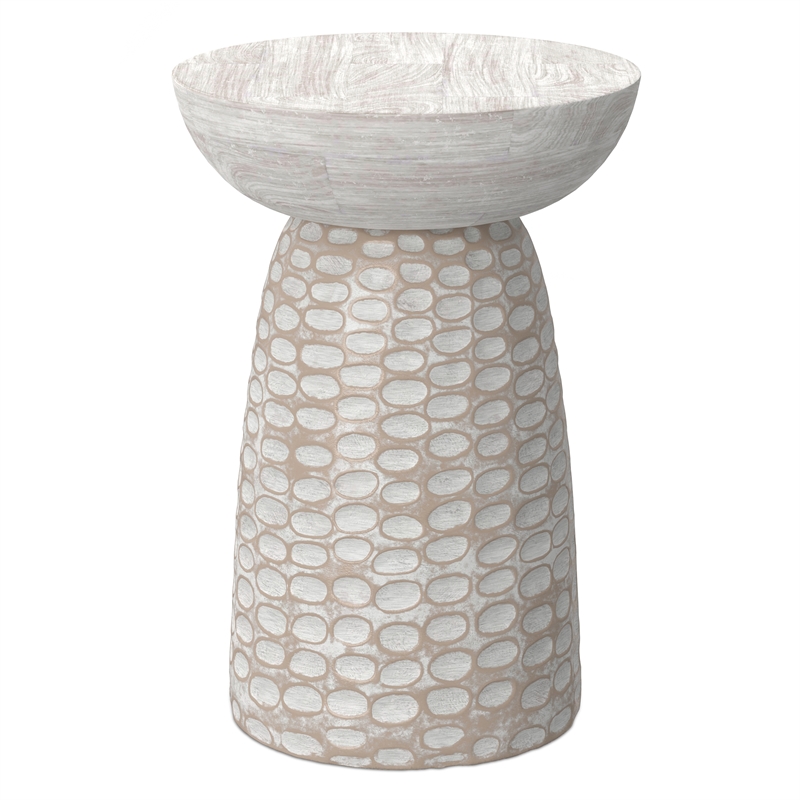 Pemberly Row 13 in Wide Solid Wood Accent Table in White Wash Finish