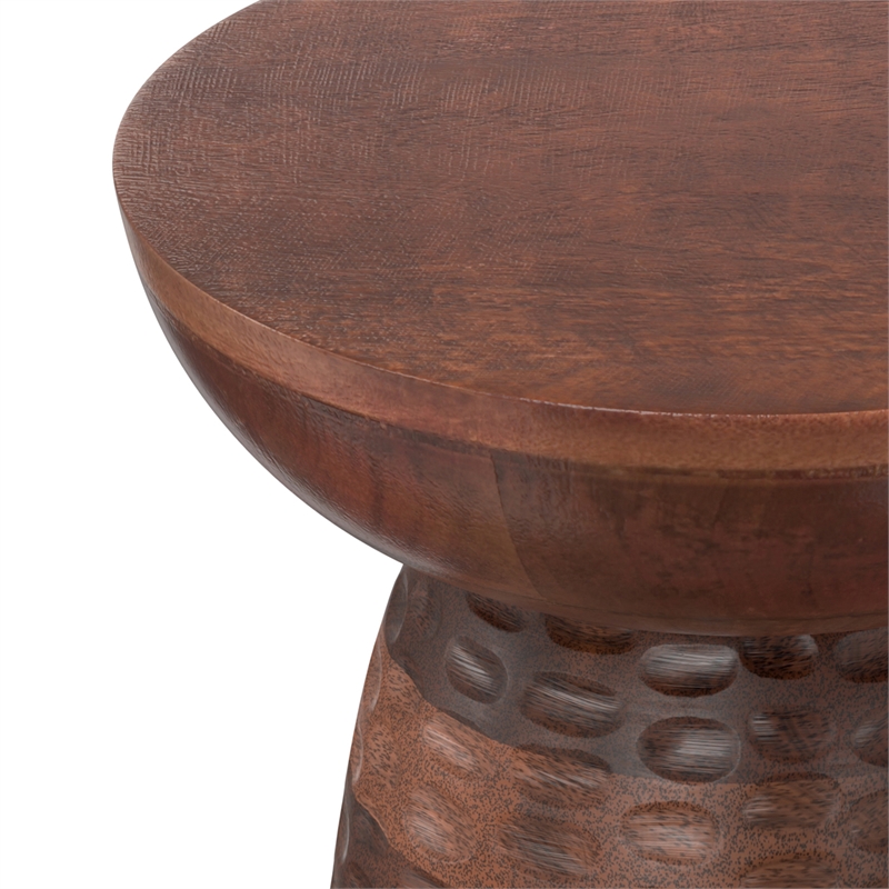 Pemberly Row 13 in Wide Solid Wood Accent Table in Warm Dark Brown Finish