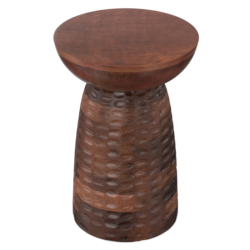 Pemberly Row 13 in Wide Solid Wood Accent Table in Warm Dark Brown Finish