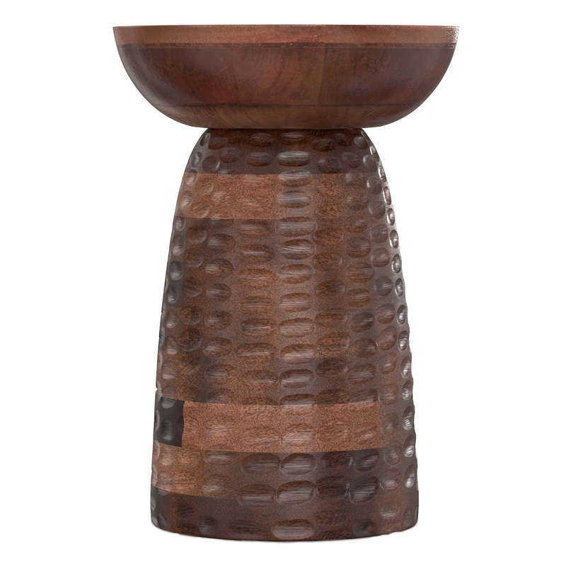 Pemberly Row 13 in Wide Solid Wood Accent Table in Warm Dark Brown Finish