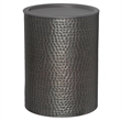 Pemberly Row Metal Cylinder Accent Table in Hammered Antique Copper 16 in