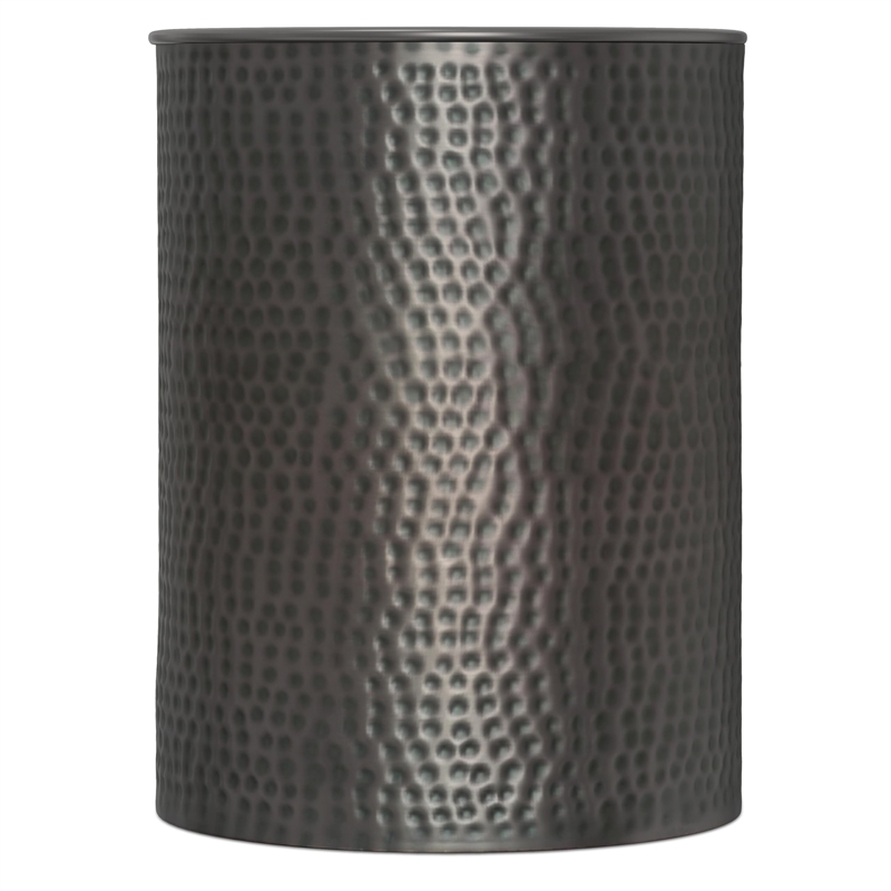 Pemberly Row Metal Cylinder Accent Table in Hammered Antique Copper 16 in