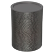 Pemberly Row Metal Cylinder Accent Table in Hammered Antique Copper 16 in
