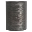 Pemberly Row Metal Cylinder Accent Table in Hammered Antique Copper 16 in