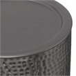Pemberly Row Metal Cylinder Accent Table in Hammered Antique Copper 16 in