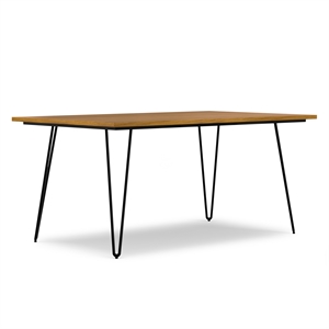 Pemberly Row Oak 66x40 Rectangle Industrial Dining Table with Hairpin Legs