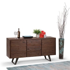 Pemberly Row Sideboard Buffet in Distressed Charcoal Brown with Storage
