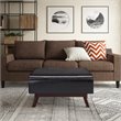 Pemberly Row Faux Air Leather Square Coffee Table Ottoman in Tanners Brown