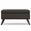 Pemberly Row Faux Air Leather Square Coffee Table Ottoman in Tanners Brown