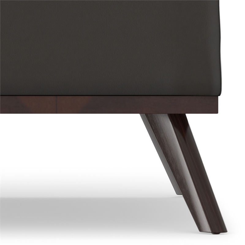 Pemberly Row Faux Air Leather Square Coffee Table Ottoman in Tanners Brown