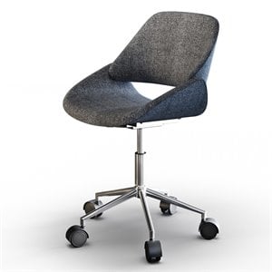 Pemberly Row Adjustable Swivel Fabric Mid Century Modern Office Chair in Gray
