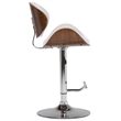Pemberly Row Bentwood Adjustable Swivel Bar Stool Metal White Faux Leather