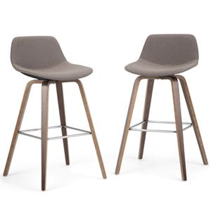 Pemberly Row Set of 2 Bentwood Counter Stools in Mocha Woven Fabric